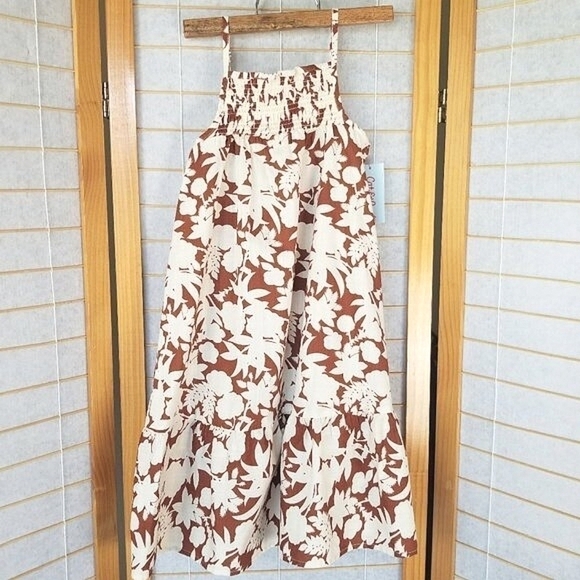 New Little Girls Brown and Cream Sun Dress Size XS 4/5 Cat & Jack NWT - Picture 3 of 7
